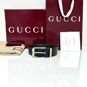 구찌 로고 카프 스킨 벨트 90