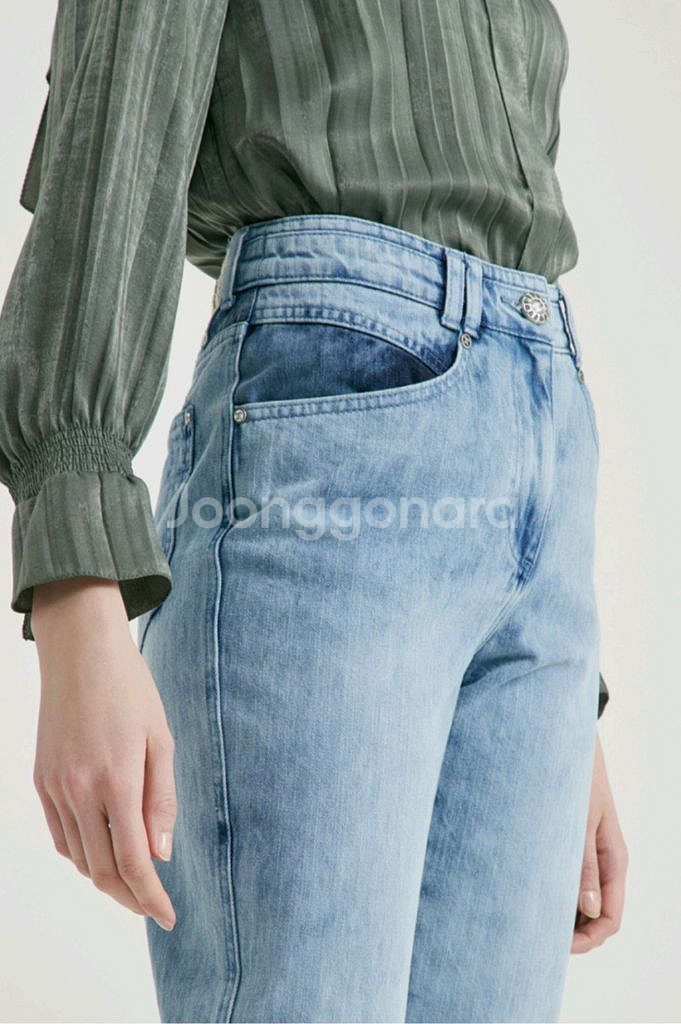 타임 테이퍼드 데님 팬츠 타임 여성 청바지 64--0