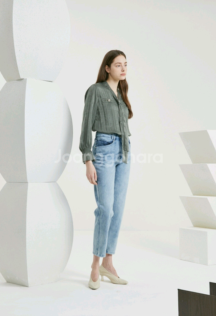 타임 테이퍼드 데님 팬츠 타임 여성 청바지 64--11