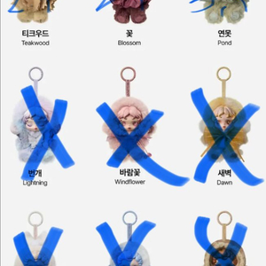 스컬판다 빛의 정원 키링 (티크우드,꽃,연못)