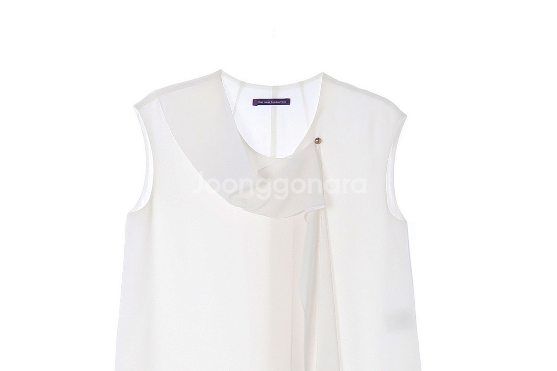 [S]아이잗 콜렉션 화이트 스카프 민소매 블라우스--1