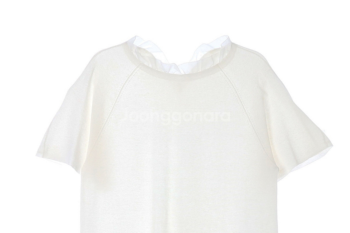 []시스템 린넨 셔링 레이어드 반팔 오버핏 니트 티셔츠--1