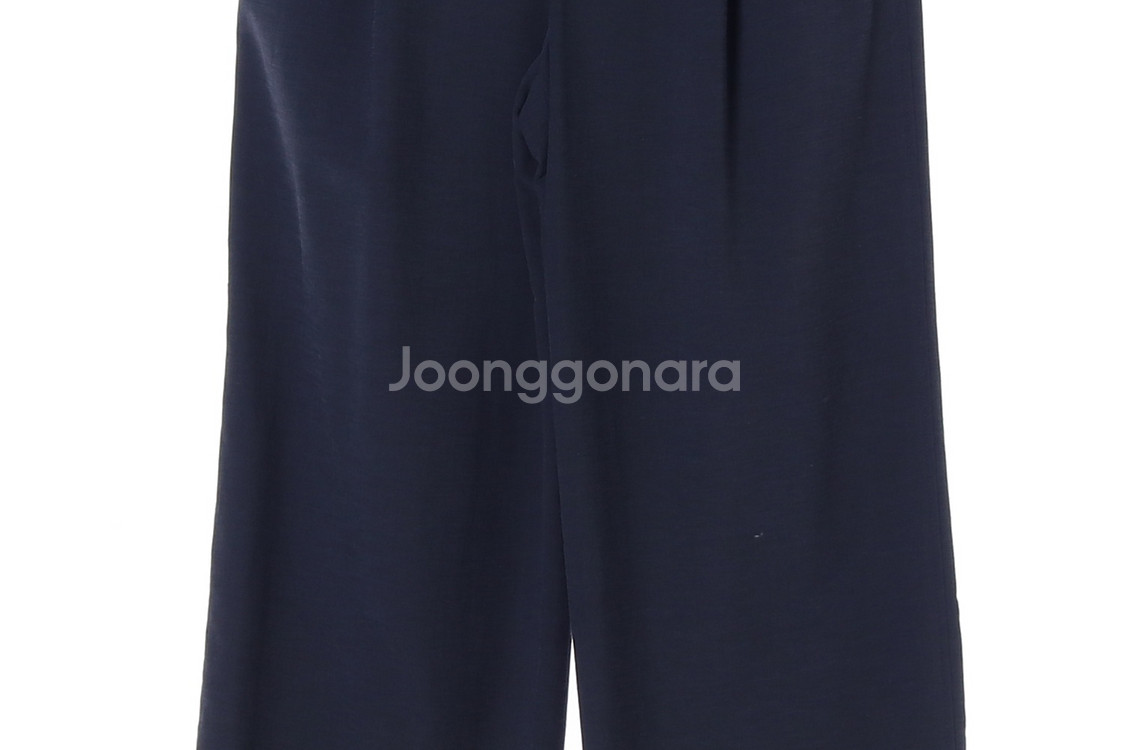 [S]시스템 린넨 네이비 사이드 골드 버클 와이드 슬랙--2