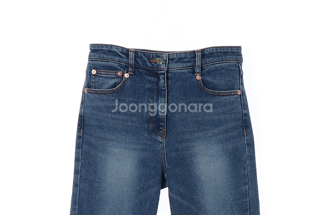 [S]시스템 워싱 밑단 슬릿 데님 진 청바지--1