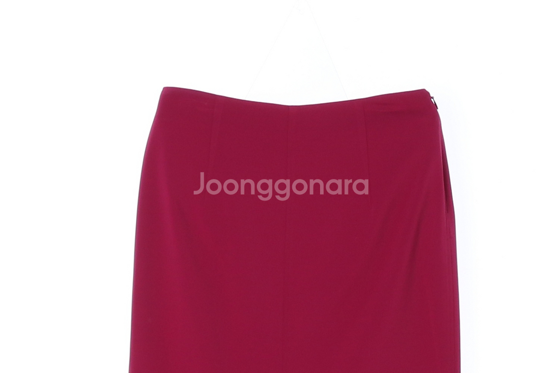 [S]아이잗 콜렉션 핫핑크 언발 러플 롱 트럼펫스커트--1