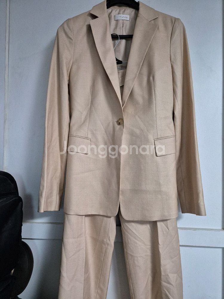 미샤 베이지 정장 세트 모 실크혼방--0
