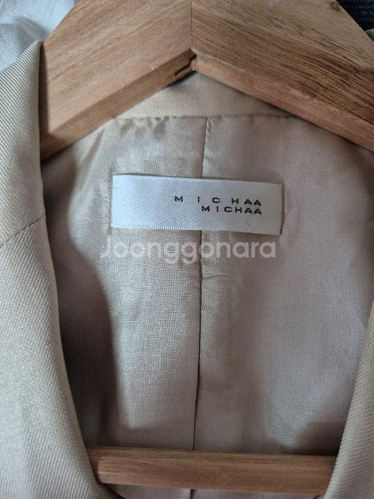 미샤 베이지 정장 세트 모 실크혼방--3