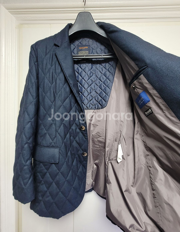 [마에스트로] 모 100% 네이비 퀄팅 패딩 자켓--6
