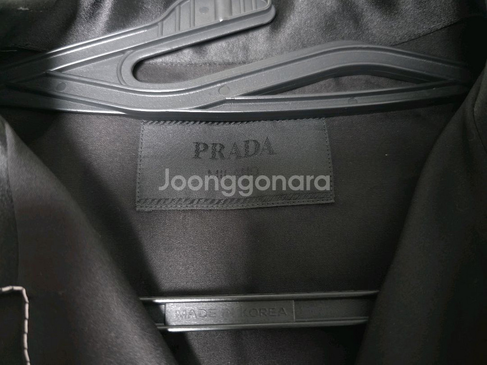 프라다 숏슬리브 실크 셔츠 블랙 L--2