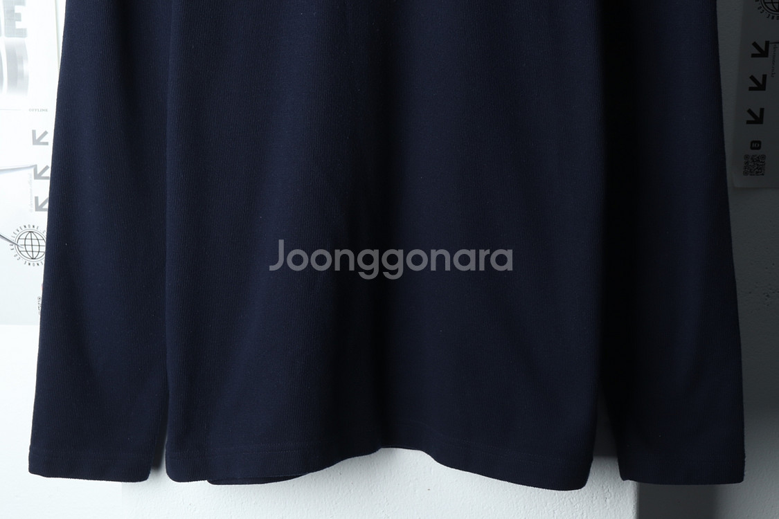 (XL) 아디다스 카라 긴팔티셔츠 네이비 기모 폴리--3