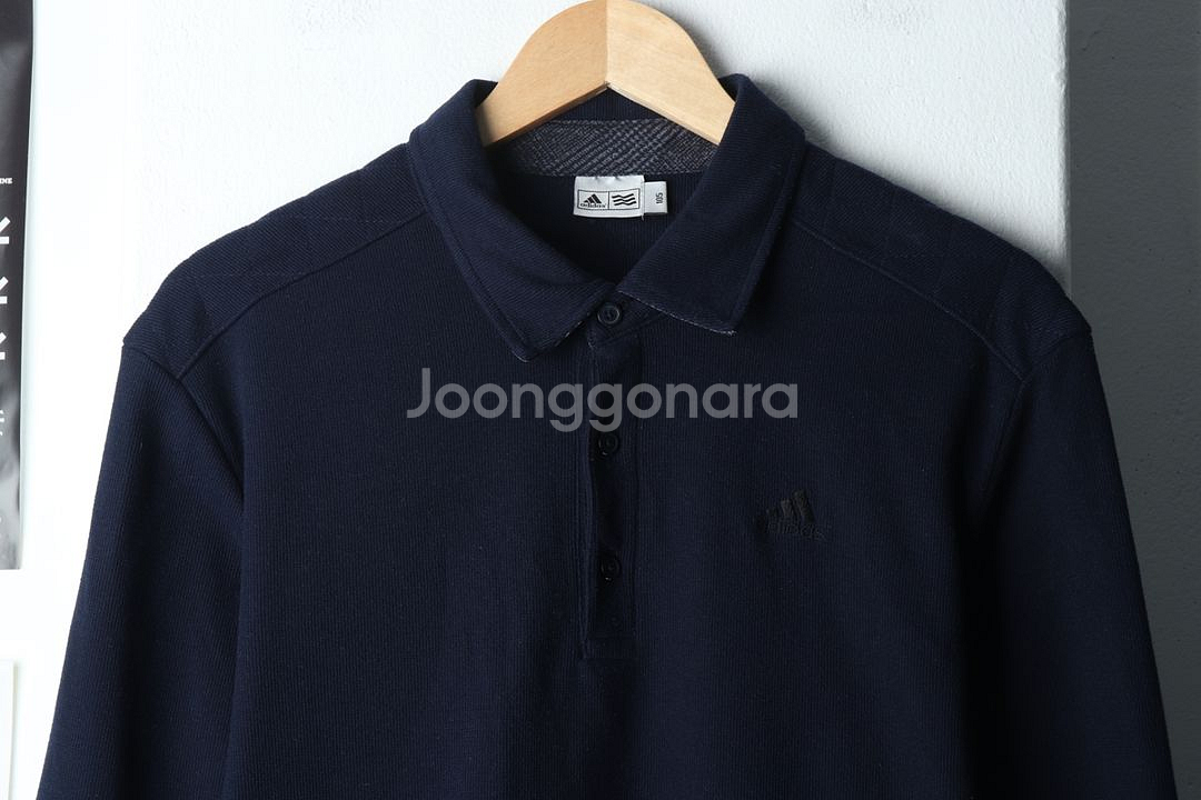 (XL) 아디다스 카라 긴팔티셔츠 네이비 기모 폴리--2