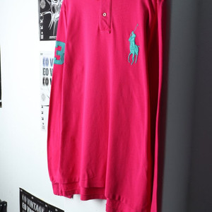 (L-XL) 폴로 랄프로렌 카라 긴팔티셔츠 핑크 럭비