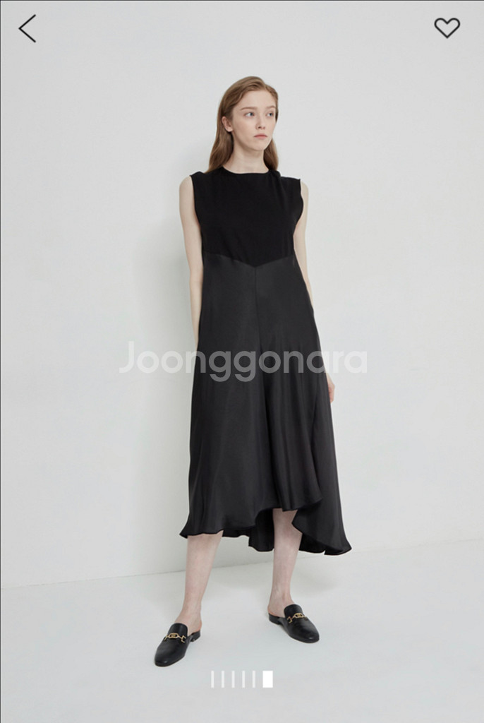 21 한섬 시스템 새틴 배색 언발 롱원피스 민소매 나시--0