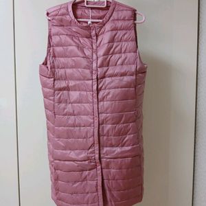 핑크 롱 경량 패딩 조끼