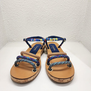 샤넬 트위드 마트라세 체인 샌들 멀티컬러 36