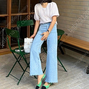 쇼트벗스터닝(숏트벗스터닝)한연아 스켈럽 팬츠(데님)