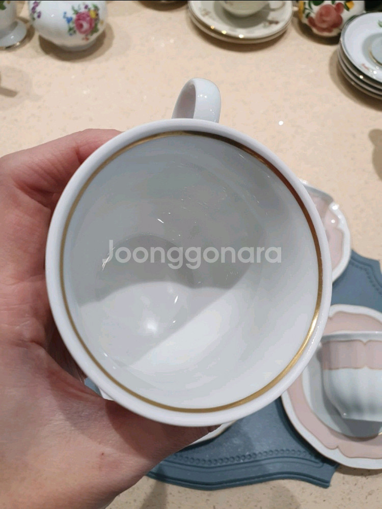 빈티지 독일 쉬른딩바바리아 두오모토스카 컵앤소서 4세트--3