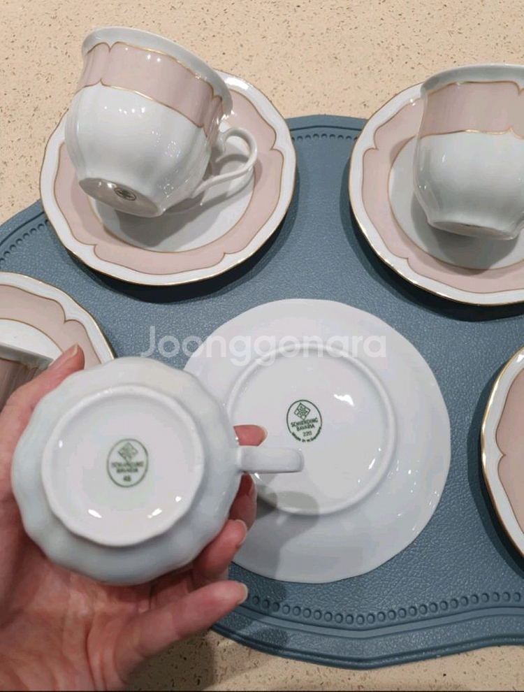 빈티지 독일 쉬른딩바바리아 두오모토스카 컵앤소서 4세트--1