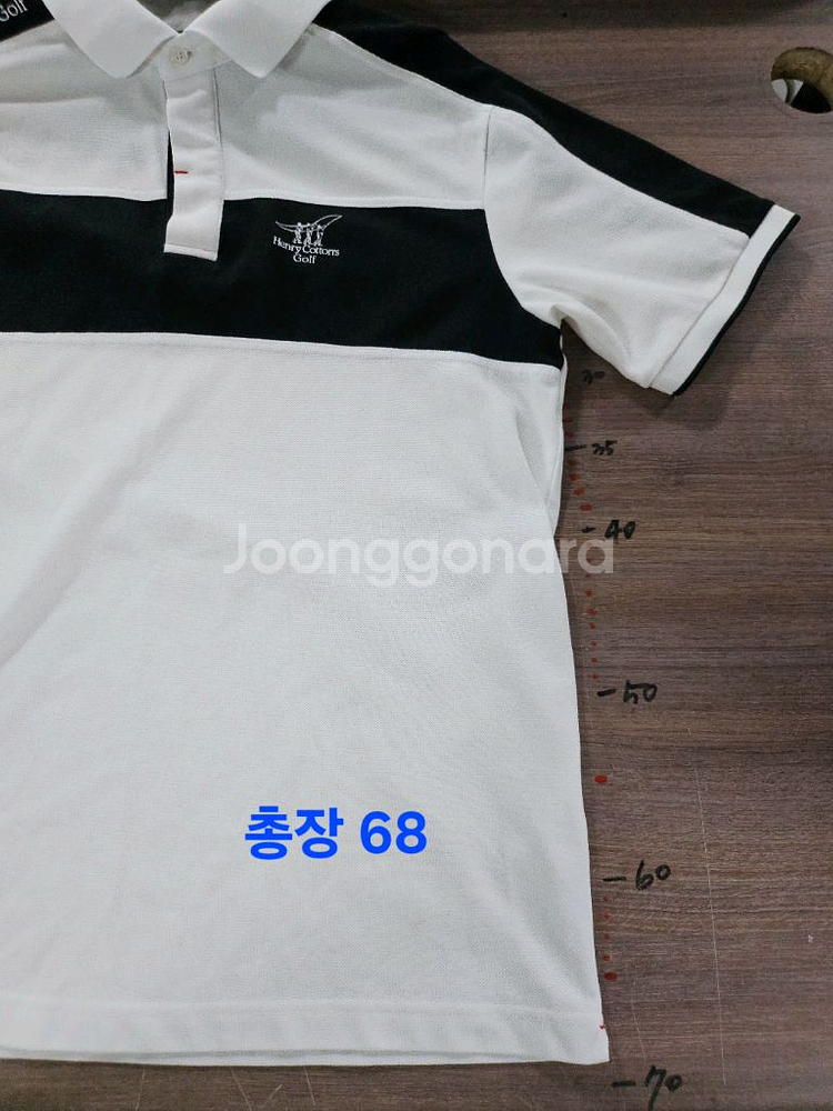 헨리코튼 골프 반팔 카라티 화이트 블랙 100 L--5