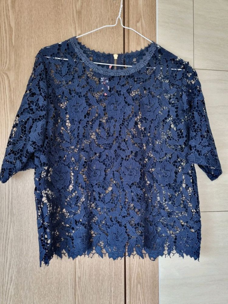 새상품입니다 플라워패턴 자수 시스루 블라우스--7