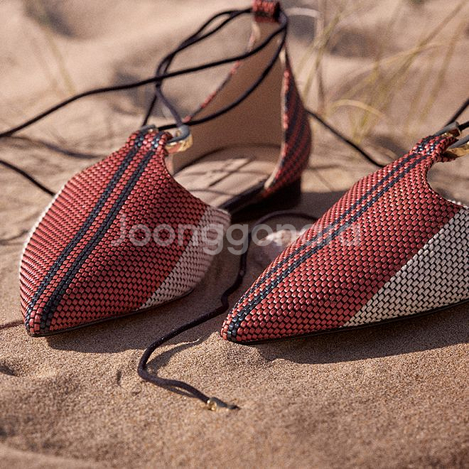 마시모두띠 스트라이프 발레리나 플랫슈즈 리조트룩--4