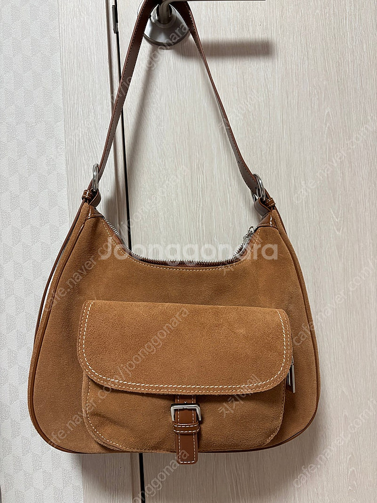 소가죽 스웨이드 호보백 숄더 스트랩 가능--0