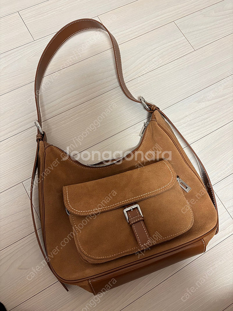 소가죽 스웨이드 호보백 숄더 스트랩 가능--6