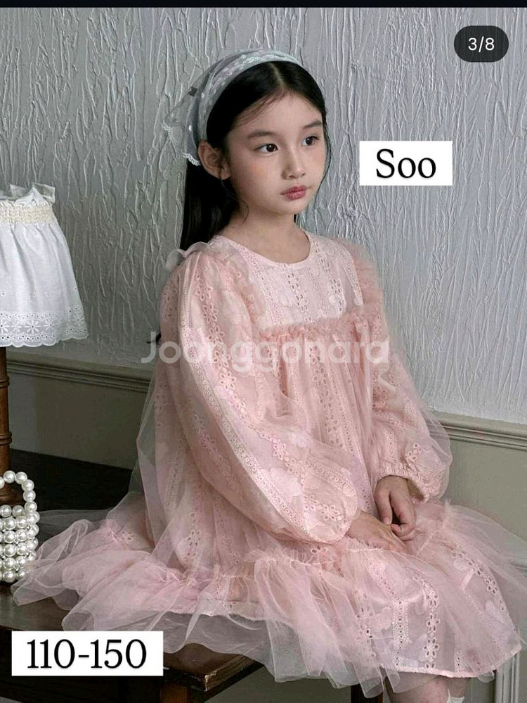 여아 핑크 레이스 드레스 120 (새상품)--5