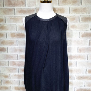 핼무트랭 정품 새것수준 양가죽 배색 뒷지퍼 셔링티 M