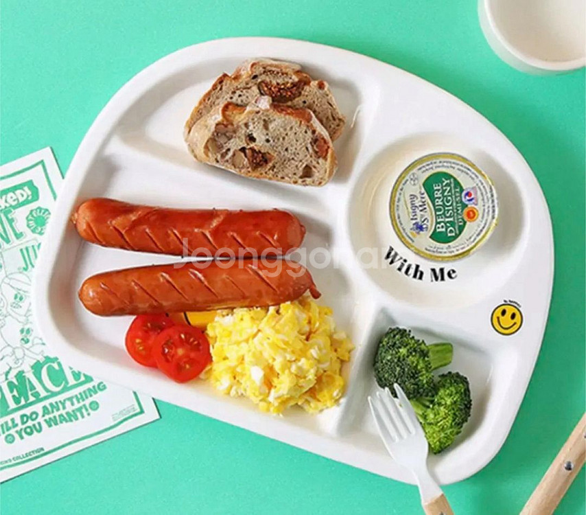 도자기 접시, 4칸 나눔접시 식판 새상품--3