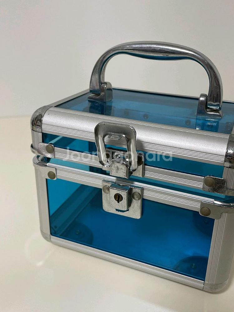 블루 투명 잠금 보관함 (키 & 키링 포함)--3