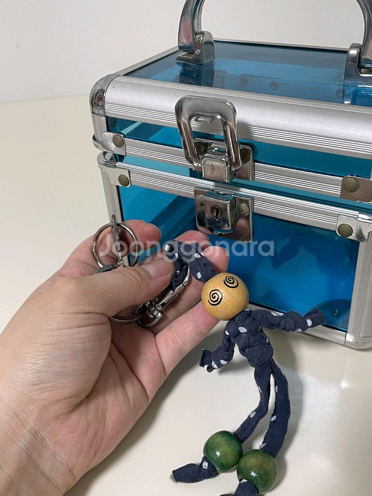 블루 투명 잠금 보관함 (키 & 키링 포함)--4