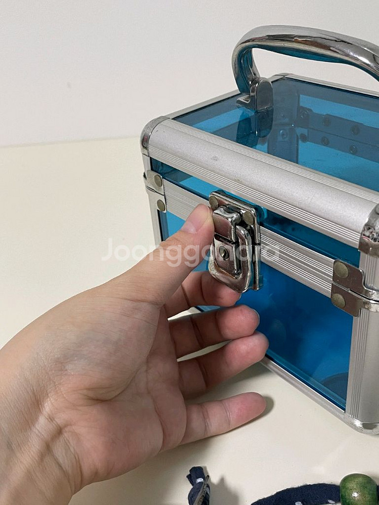 블루 투명 잠금 보관함 (키 & 키링 포함)--7