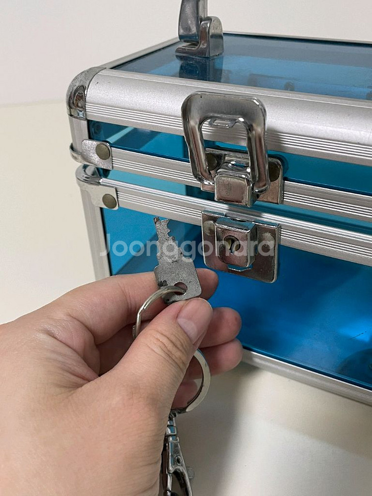 블루 투명 잠금 보관함 (키 & 키링 포함)--5