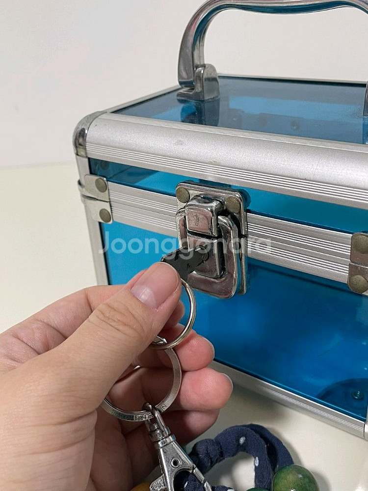 블루 투명 잠금 보관함 (키 & 키링 포함)--6