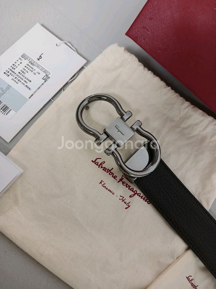 S급 ) 페라가모 남성 송아지 가죽 양면 벨트 풀박--1