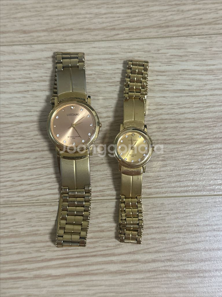 루치아노 18k 골드다이아 커플 시계--0