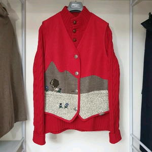 기스바인 풍경모티프 부클 보일드울 베스트 조끼