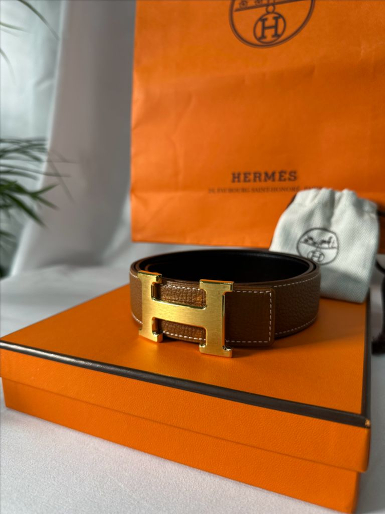 에르메스 H 벨트 버클 리버시블 레더 스트랩 32mm--1