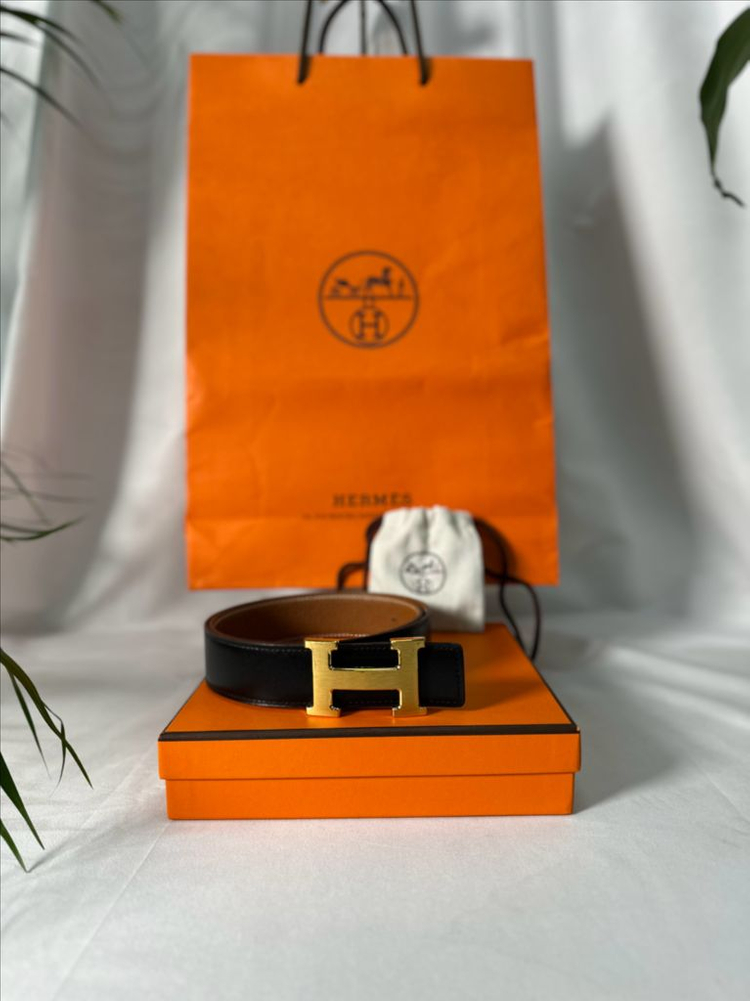 에르메스 H 벨트 버클 리버시블 레더 스트랩 32mm--3