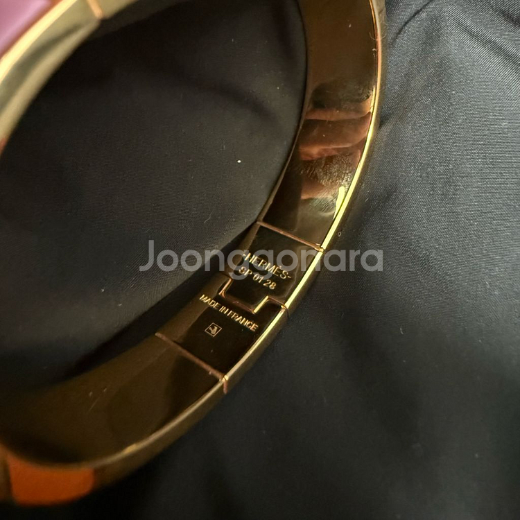 (중고) 에르메스 샤르니에르 팔찌 라벤더 금장--3