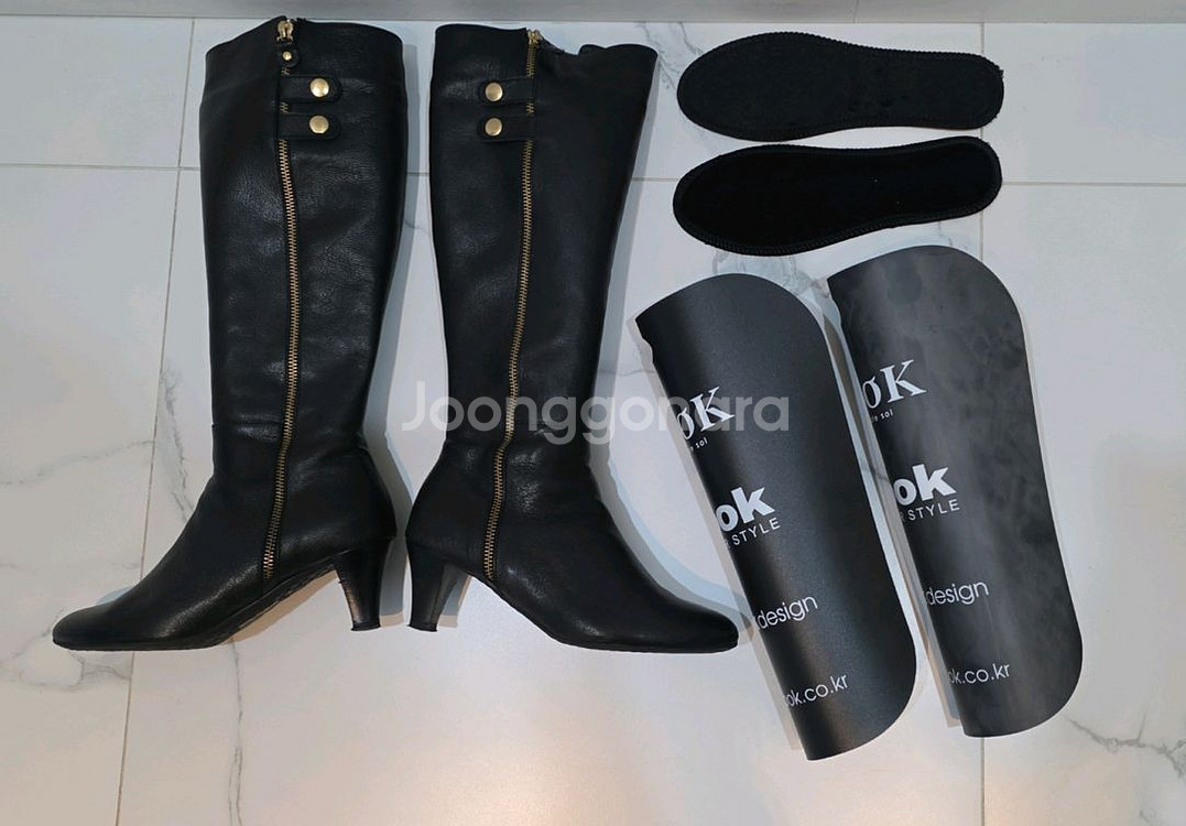 MOOK 여성 블랙 가죽 롱부츠 235 판매합니다--3