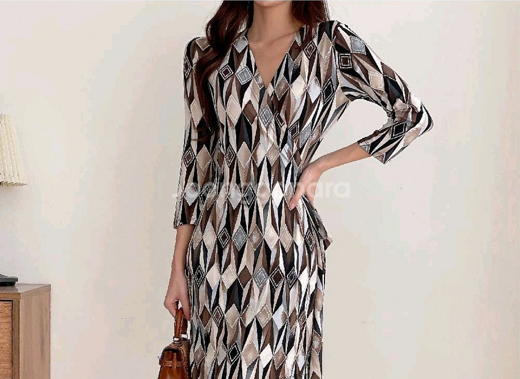 베이직 브이넥 원피스 데일리 슬림핏 신축성 오피스룩--5