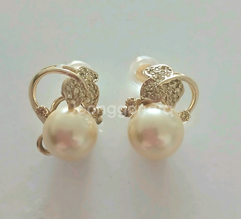 14k 옐로우 핵진주 귀걸이(10mm)--1