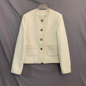 S 던스트 클래식 부클 크림 트위드 자켓