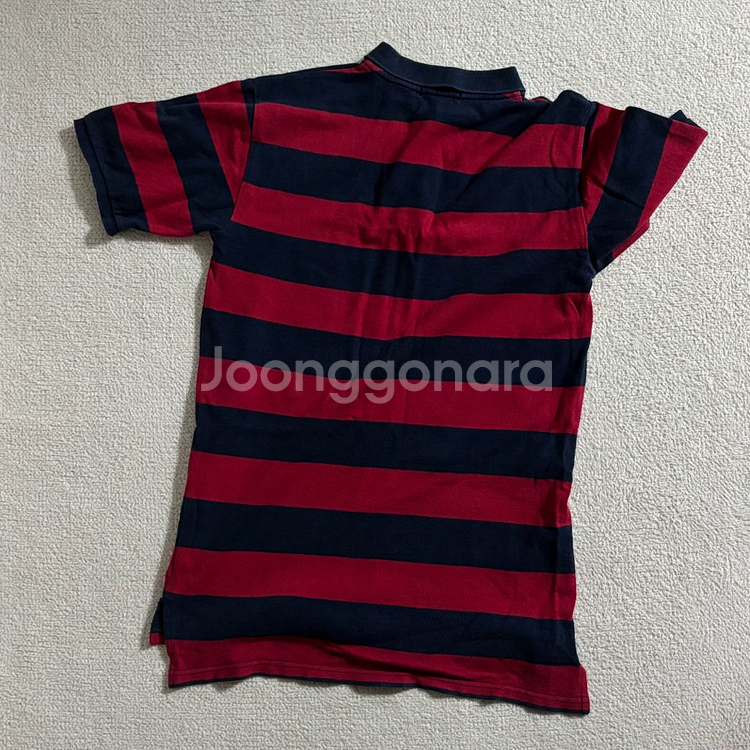 폴로 랄프로렌 네이비 레드 스트라이프 카라 반팔티--1