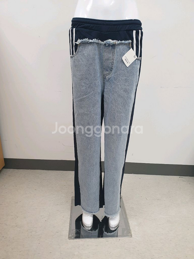 여름청바지 투톤배색 밴딩청바지 와이드통바지 패션데님팬츠--3