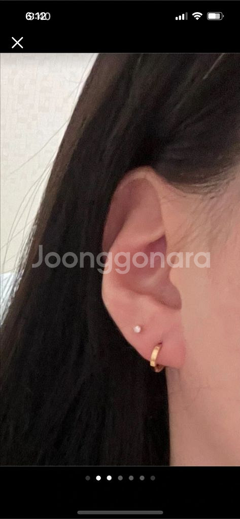 18k 평민자 옐로우골드 원터치 링 귀걸이 한쌍--1