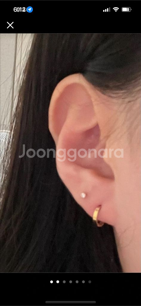 18k 평민자 옐로우골드 원터치 링 귀걸이 한쌍--0
