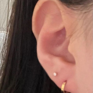 18k 평민자 옐로우골드 원터치 링 귀걸이 한쌍